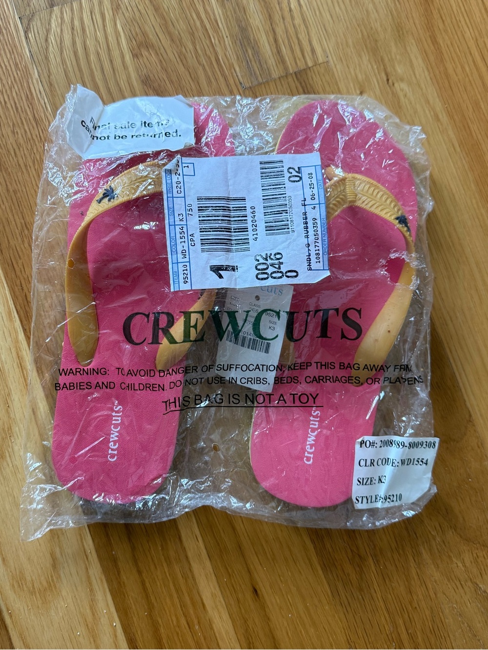 Crewcuts Pink and Yellow Girls' Flip Flops